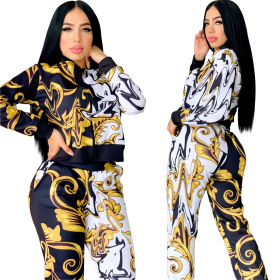 Printed, long sleeve, two piece set