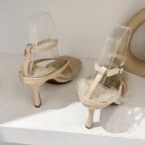 Stiletto heels, hairline straps, sandwich sandals