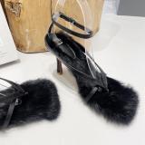 Stiletto heels, hairline straps, sandwich sandals