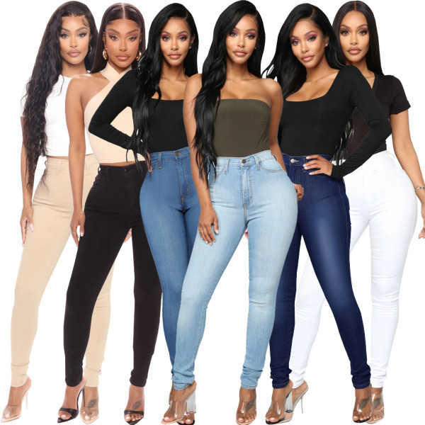 Stretch, high waist, jeans, pencil pants