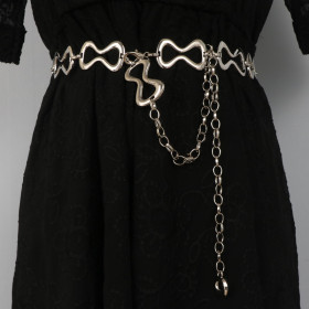 Waist retraction, irregular, metal waist chain, belt