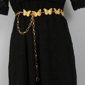 Gold silver, mini, small butterfly waist chain, thin belt