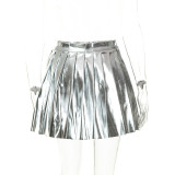 Pleated skirt, high waist, sequin, skirt
