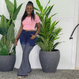Jeans, stretch, high waist, mini slacks