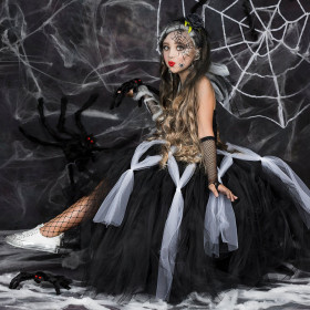 Masquerade ball, girl princess dress, black spider gauze, Halloween