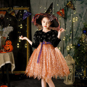 Children, Halloween costume, witch princess dress