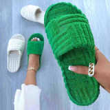 Thick soled, warm, woolly slippers, embossed towel cotton slippers