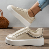 Cake sole, lace up, large shoes, metal chain, casual shoes