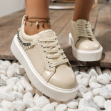 Cake sole, lace up, large shoes, metal chain, casual shoes
