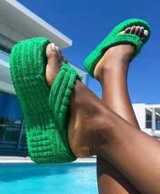 High heel clip toe, herringbone slippers, towel cotton slippers