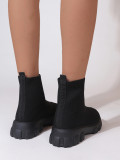 Thick sole, medium heel, knitted elastic sock boots