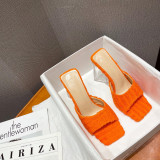 Transparent, high heel, sandals, irregular, patterned towel slippers