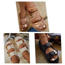 Thick soles, velcro, sandals, metal buckles, beach sandals