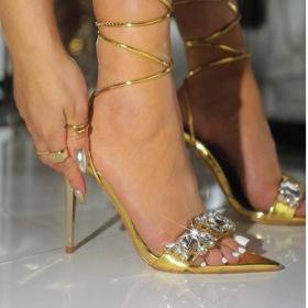 Rhinestones, high-heeled shoes, ribbons, sandals