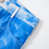 Tie dye, cartoon print, pocket, flare overalls