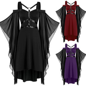 Gothic, punk style, mesh, splicing strap, suspender dress