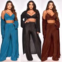 Blouse, lace up, pleated, three piece suit