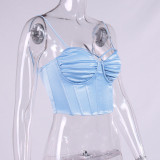 Strap vest, fishbone, satin, suspender coat