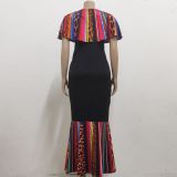 Digital printing, short sleeve, women's dress
