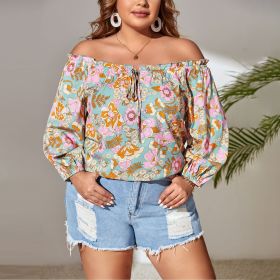 FLORAL PRINT, OFF SHOULDER, BUBBLE SLEEVE SHIRT