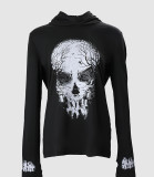 Black skull, Halloween, casual hooded sweater