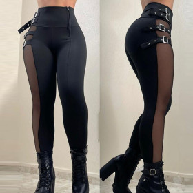 Black, mesh, slim pants
