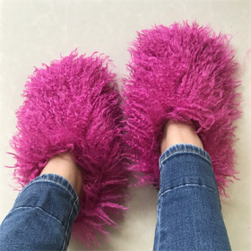 Wool, warm, cotton slippers, snow boots, Mongolian fur slit