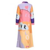 Long sleeve printing, lining skirt, positioning floral skirt