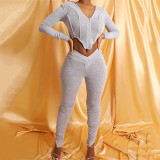 Long sleeved cardigan, hoodie, casual, leggings pleated, sports suit