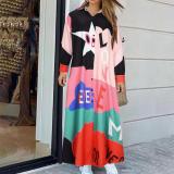 Long sleeve printing, lining skirt, positioning floral skirt