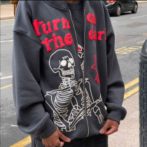 Hoodie Men Streetwear Long Sleeve Anime Zip Sweatshirt Letter Oversized Top Clothing Hoodie Fashion Hoodie Skull Sweater