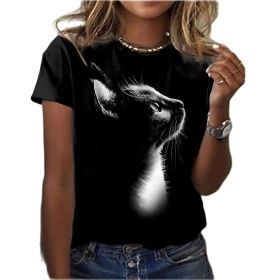 Fashion Woman Blouses 2022 T-shirt Women's 3d Cats Print Black Kawaii T Shirt Female Clothing Oversized Summer Top Free Shipping