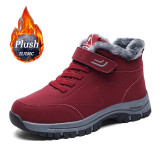 2022 Winter Plush Women Men Boots Shoes Leather Waterproof Sneakers Climbing Hunting Unisex Lace-up Outdoor Warm Hiking Boot Man