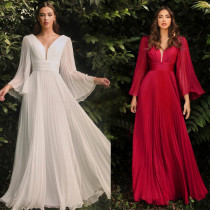 Deep V, long sleeve dress, dress