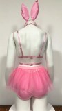Pink, rabbit girl, role play, lovely girl, five piece gauze outfit