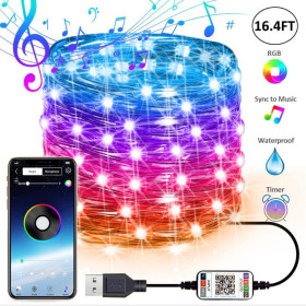 APP Bluetooth, light string RGB, four wire 0.38 copper wire, Christmas, party night atmosphere light