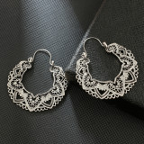 Vintage Antique Silver Color Carving  Drop Earrings for Women Ethnic Alloy Piercing Dangle Earrings Jewelry pendient