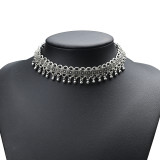 Flower alloy bead necklace tassel short necklace&Popular models catwalk fashion alloy neck and neck tassel necklace