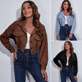 Corduroy, jacket, long sleeves, short coat
