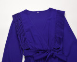 V-neck, large hem pleats, dress