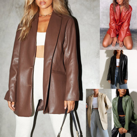 Leather coat, jacket, casual warm suit jacket