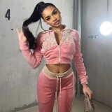 Embroidered coat, high waist, casual pants suit