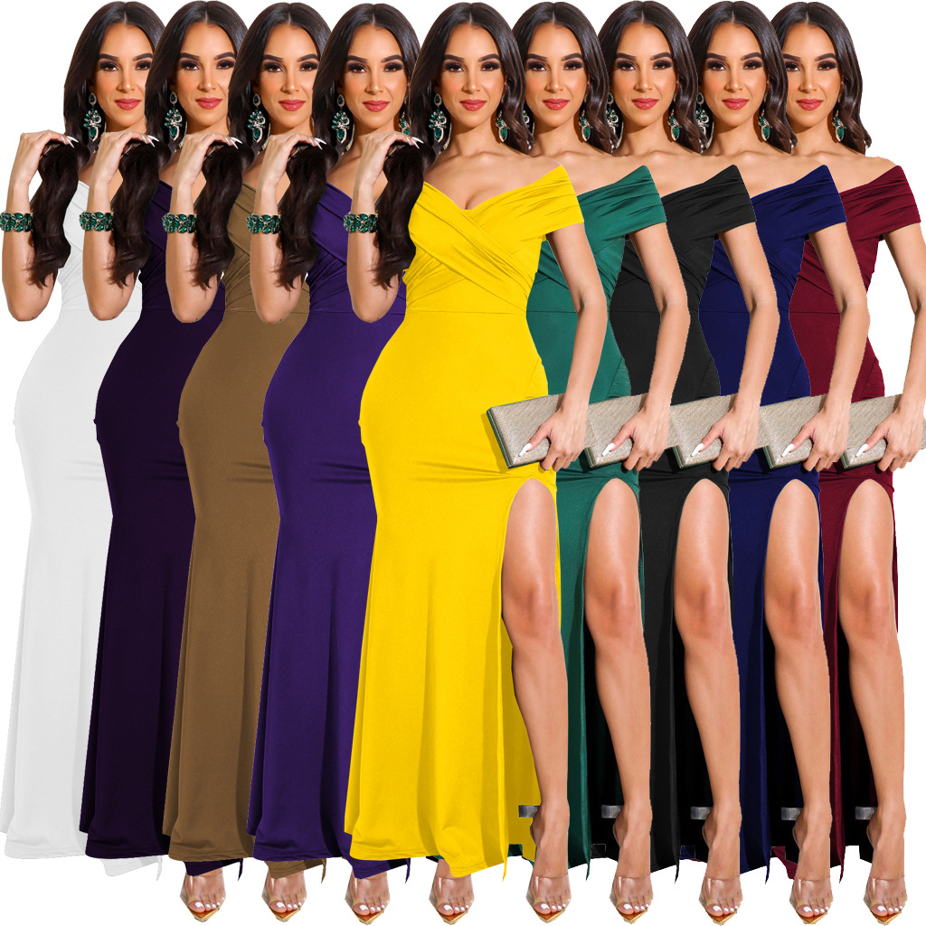Wholesale Women's Clothing Online, Cheap Women's Clothes SaleFront and back, vneck, split dress