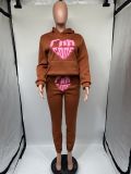 Alphabet print, hood, fleece sweater set