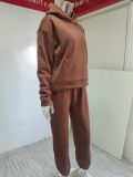 Solid color, trousers, thickened, long sleeve hooded, sweater, casual suit