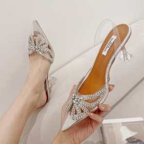 Pointed Baotou Sandals Crystal Heel High