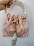 Pearl, metal, tassel, drawstring bucket, handbag chain, single shoulder messenger bag