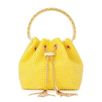 Pearl, metal, tassel, drawstring bucket, handbag chain, single shoulder messenger bag