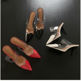 Upper, high-heeled shoes, thin heeled pointed shoes, shallow capped sandals