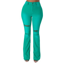 Personality, ripped, stretch flare pants